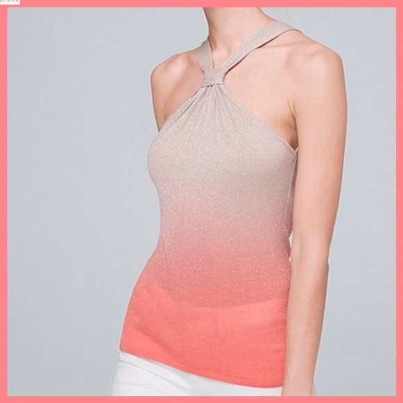 NWT! WHBM TEA ROSE OMBRÉ HALTER TOP - Picture 1 of 15